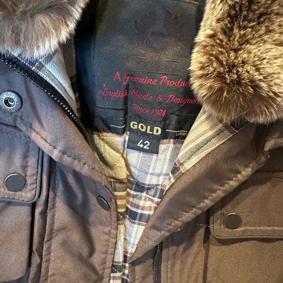 BELSTAFF GOLD LABEL Ladies Women’s 42 Small Brown Jacket Fur Collar Cuffs - Picture 6 of 16